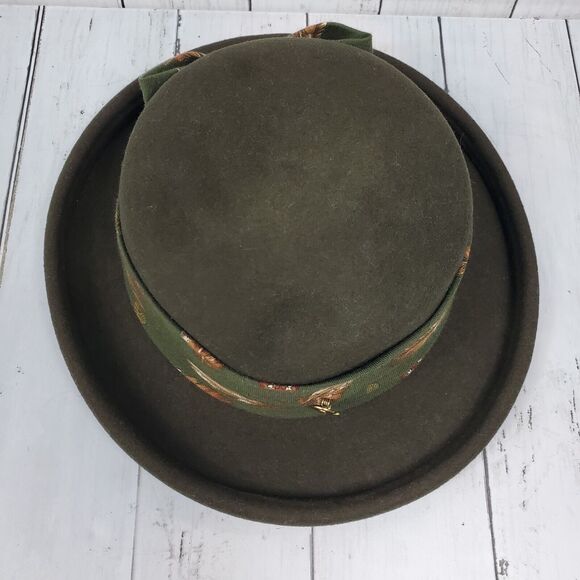 Conte of Florence Vintage Women\'s Olive 100% Wool Fedora Hat Made In Italy main image 6